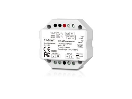 Triakový RF a WiFi stmievač 1x1,5A AC100-240V, SKYDANCE S1-B(WT)