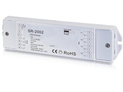 Stmievač pre LED pásy - 4xInput 0/1-10V DC, 4xOutput PWM 4x5A SR2002