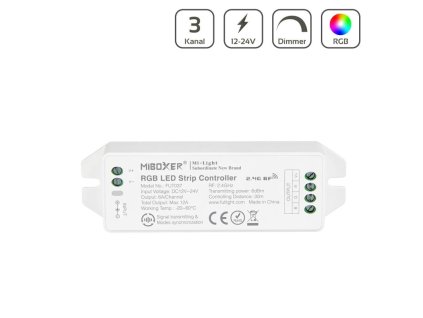 RF prijímač pre riadenie LED pásov RGB 3x6A (12A) MiLight FUT037M