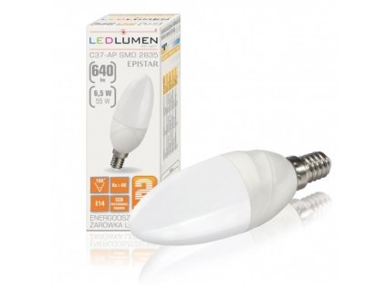 E14 12LED SMD2835 6,5W 640Lm Warm White Candle Milk Cover LEDLUMEN