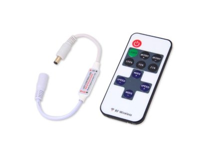 MINI stmievač s RF Diaľkovým ovládaním 11-Key 6A DC 5-24V s DC konektormi
