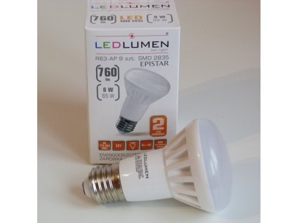 E27 R63-AP 9LED SMD2835 8W 760Lm Warm White LEDLUMEN