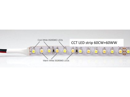 LS 60CW+60WW LED SMD3528 9,6W 540Lm CCT DC12V IP20