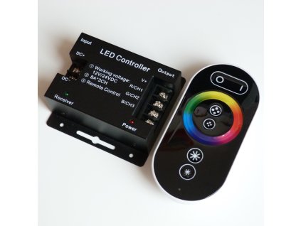 RGB ovládač s RF dotykovým DO Black-Metal housing 12-24V 24A