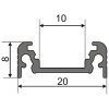 Hliníkový profil pre LED pásy SURFACE10 (20x8) - biely lakovaný