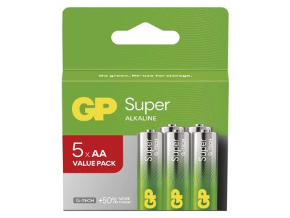 Alkalická baterie GP Super AA (LR6), 5 ks