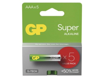 Alkalická baterie GP Super AAA (LR03) 5 ks