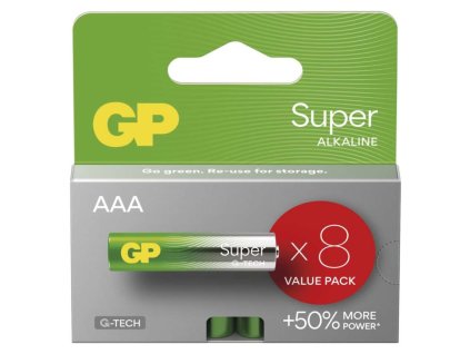 Alkalická baterie GP Super AAA (LR03), 8 ks