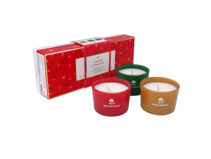 AROME vánoční svíčka vosková ve skle sada 3ks 85g Mulled wine, Apple and cinnamon, Gingerbread 0322