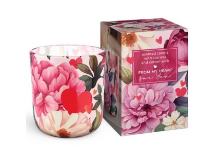 Bartek svíčka vosková ve skle  150g ze srdce 0152