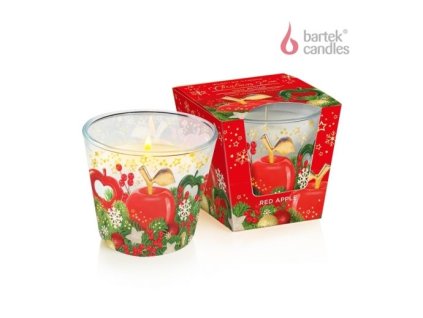 Bartek vánoční svíčka vosková ve skle  115g štědrovečerní jablko 0129