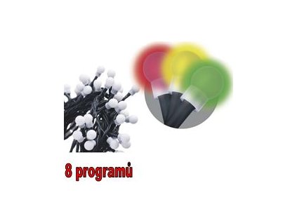 EMOS-ZY1453 80LED 8m vánoční řetěz kuličky, barevná 8 programů