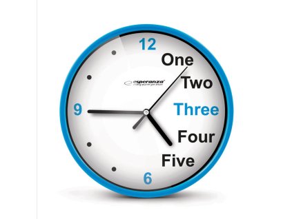 Esperanza EHC014B hodiny nástěnné PRAGUE průměr 20cm modrá