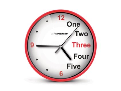 Esperanza EHC014R hodiny nástěnné PRAGUE průměr 20cm červená