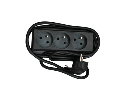 Konnoc DX-3F 3m trojzásuvka ČERNÁ