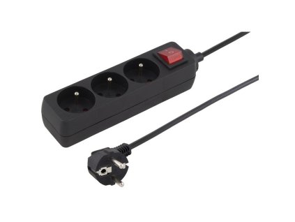 Konnoc DX-3FS 1,5m trojzásuvka s vypínačem ČERNÁ
