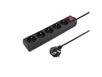 Konnoc DX-5FS 5m pětizásuvka s vypínačem ČERNÁ