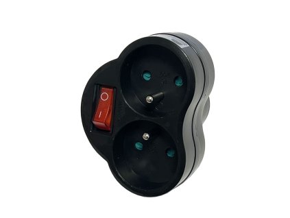 Konnoc DX-R2S rozbočka dvojzásuvka s vypínačem černá