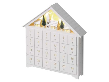 LED adventní kalendář dřevěný, 35x33 cm, 2x AA, vnitřní, teplá bílá, časovač