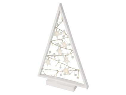 LED dekorace – svítící stromeček s ozdobami, 40 cm, 2x AA, vnitřní, teplá bílá, časovač