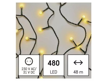 EMOS D5AW05 480LED  48m WW IP44 řetěz kulička teplá, časovač