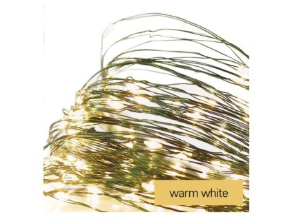 LED vánoční nano řetěz zelený, 15 m, venkovní i vnitřní, teplá bílá, časovač