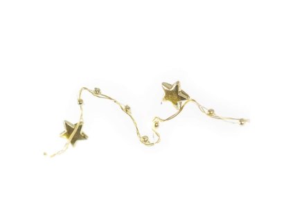 LED vánoční řetěz zlatý – hvězdičky, 1,9 m, 2x AA, vnitřní, teplá bílá, časovač