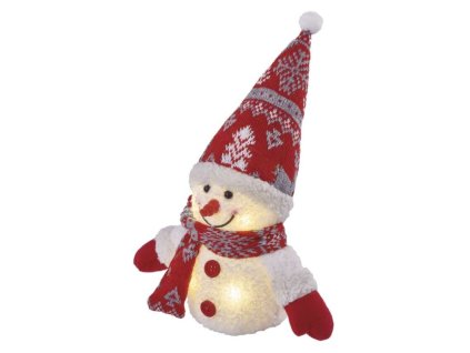 LED vánoční sněhulák svítící, 25 cm, 3x AAA, vnitřní, teplá bílá