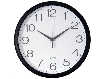 MAT hodiny nástěnné průměr 30cm sklo plast černé-bílé (615025)