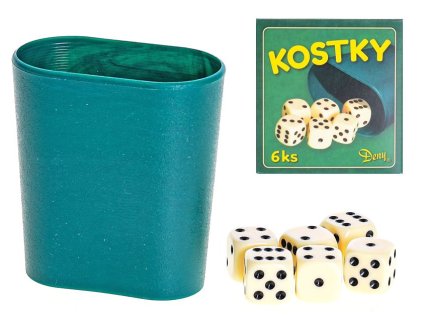 Mikro kostky hrací 16mm v poháru