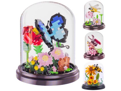 Mikro stavebnice hmyz s květinou Boutique 4typy (253-281dílků)