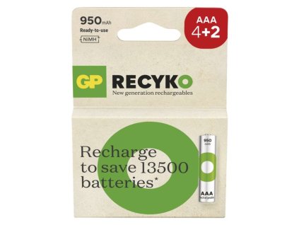 Nabíjecí baterie GP ReCyko 950 AAA (HR03), 4+2 ks