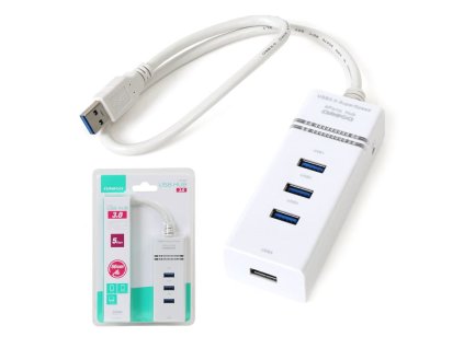 Omega OUH34W USB3.0 rozbočovač HUB 4 PORT bílá