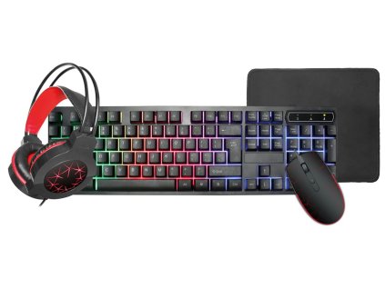 Omega VARR SET HERNÍ 4v1 klávesnice sluchátka myš podložka SQUAD02 VG4IN1SET02