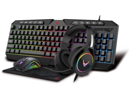 Omega VARR SET HERNÍ 4v1 klávesnice sluchátka myš podložka SQUAD04 VG4IN1SET03