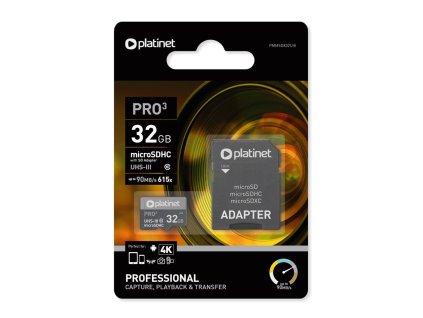 PLATINET PMMSD32UIII microSDHC karta a adaptér SD 32GB