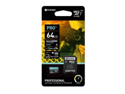 PLATINET PMMSDX64UI microSDXC karta a adaptér SD 64GB