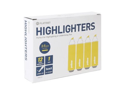 Platinet PWH12Y ZVÝRAZŇOVAČE 12ks   ŽLUTÉ
