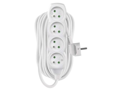 Prodlužovací kabel 10 m / 4 zásuvky / bílý / PVC / 1 mm2