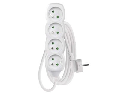 Prodlužovací kabel 2 m / 4 zásuvky / bílý / PVC / 1 mm2