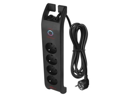 Přepěťová ochrana 1800J – 4 zásuvky, 2m, černá