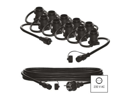 Spojovací světelný řetěz na 10 žárovek E27 START SET, 7,35 m, venkovní i vnitřní