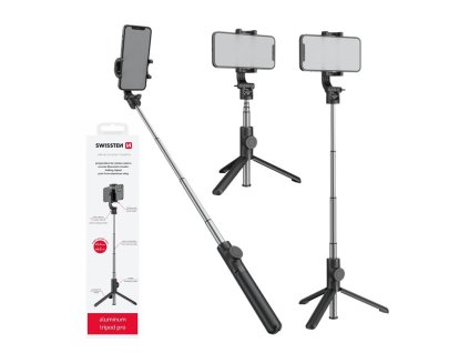 SWISSTEN bluetooth selfie tyč hliníková Tripod Pro černá