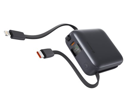 SWISSTEN EXTRA SMALL POWER BANK 10000 mAh integrovaný kabel USB-C a Lightning silver