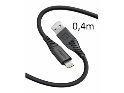 SWISSTEN kabel USB Lightning silikonový 0,4m 3A 60W černá