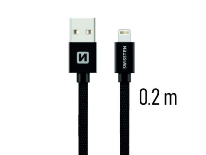 SWISSTEN kabel USB Lightning textilní 0,2m 3A černá