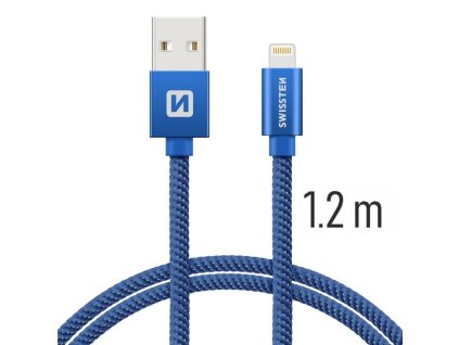 SWISSTEN kabel USB Lightning textilní 1,2m 3A modrá