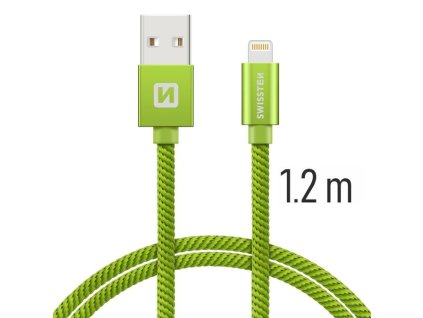 SWISSTEN kabel USB Lightning textilní 1,2m 3A zelená