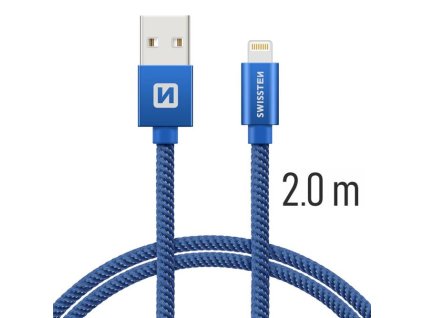 SWISSTEN kabel USB Lightning textilní 2m 3A modrá