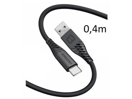 SWISSTEN kabel USB USB-C silikonový 0,4m 3A 60W černá